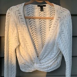 forever21 white twisted knit cardigan